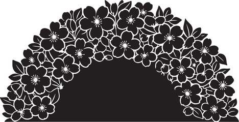 Arch of flowers and leaves on black background Keywords: flowers, floral, leaves, foliage, arch