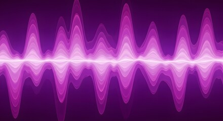 Vibrant Neon Purple Sound Wave Visualization Background. Digital Abstract Music Equalizer or Frequency Spectrum Display.
