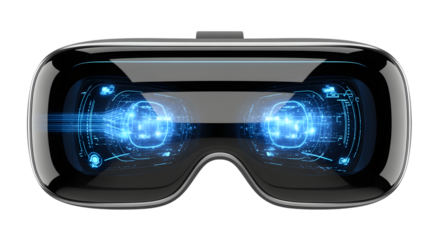 Futuristic Shiny Virtual Reality Headset with Digital Interface Inside Gadget