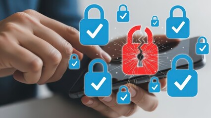 Enhanced security measures on mobile device isolated on white background, Vector, illustration