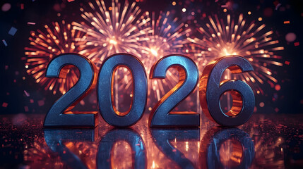 2026 New Year Celebration with Vibrant Fireworks