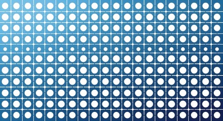 Seamless Blue Tech Background with Gradient Grid of White Circular Dots and Rounded Square Tiles