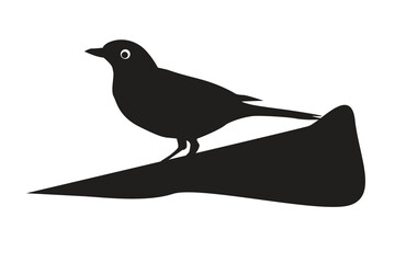 Bird Silhouette Perched Simple Vector Design 