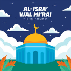 al isra wal miraj illustration in flat design style
