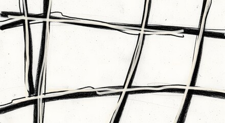 Abstract Charcoal Drawing Grid Pattern on White Paper Background. Grunge Hand Drawn Line Texture Art