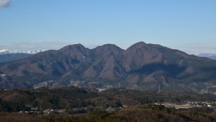 伊香保温泉からの眺望、小野子山と谷川連峰、午後