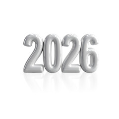 3D White Gloss Minimalist 2026, isolated on transparent background