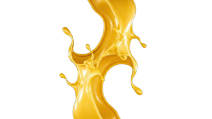 Golden Caramel Splash on White Background