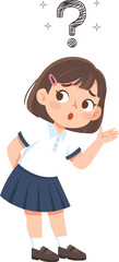 School Girl with Question Mark thinking for Education