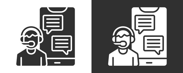 Live Chat Icon Set Vector Collection Isolated In Black And White