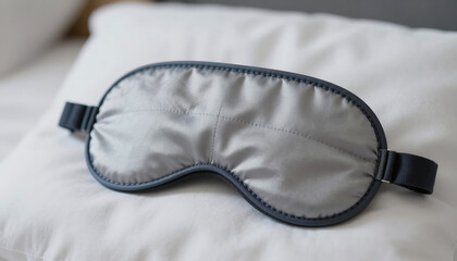 Naklejka premium Close-up of a sleep mask on a pillow, insomnia or rest concept