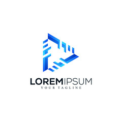 Modern Abstract Play Button Logo Design