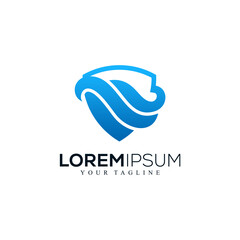 Modern Gradient Blue Wave Shield Icon