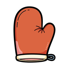 Cartoon oven mitt silhouette isolated on white background