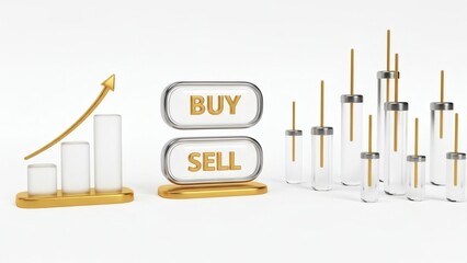 Financial Growth and Trading Decisions with Buy Sell Buttons and Stock Market Chart.