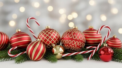 Red and Gold Christmas Ornaments with Candy Canes