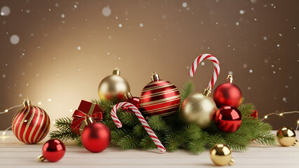 Christmas Ornaments, Candy Canes, and Garland Decoration