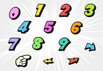 アメコミ風数字セット（カラー）