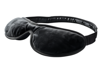 Sleep tracking eye mask with black strap isolated on a transparent background