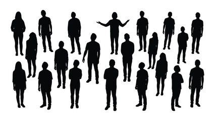 a collection of dark human figures standing together showcasing a distinct and striking graphic silhouette