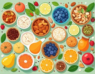 Minimalist Healthy Breakfast Flat Lay for Nutrition Illustration