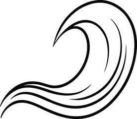 Naklejka premium Thin black line art wave vector graphic water ocean