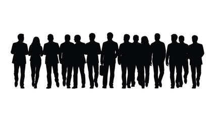 a group of people standing together in a line collectively forming a dark and striking silhouette