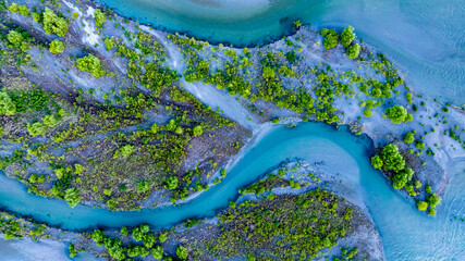 Aerial View of Braided Glacial River
