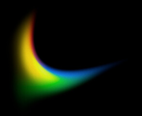 Lo-fi soft blurry rainbow corner curve with dither noise black background