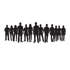 Silhouette vector illustration of a successful business people group team standing together at the office meeting
