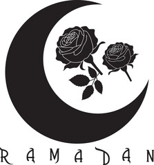 Black and white rose ramadan kreem  vector illustration with floral design