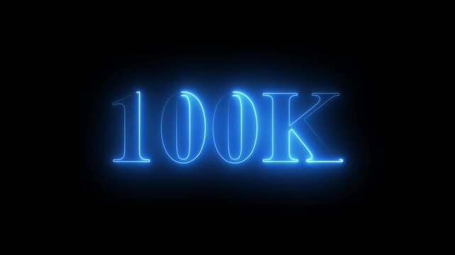 100k.Congratulations. subscribers. neon number. Alpha channel animation in Easy to put into any video. 100k Follower neon Text And Firework Animation Subscribers.