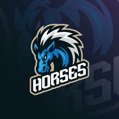 Horses mascot logo design vector. Horse head illustration.