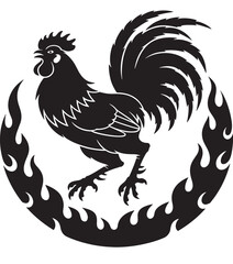 Obraz premium Rooster silhouette vector illustration of a chicken