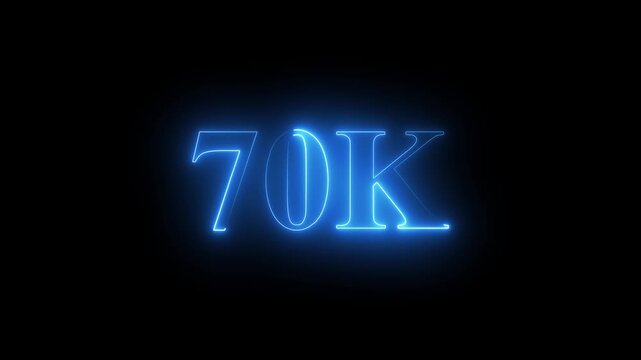 70k.Congratulations. subscribers. neon number. Alpha channel animation in Easy to put into any video. 70k Follower neon Text And Firework Animation Subscribers.