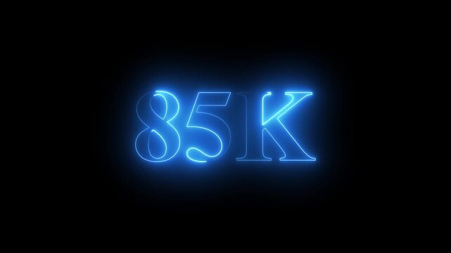 85k.Congratulations. subscribers. neon number. Alpha channel animation in Easy to put into any video. 85k Follower neon Text And Firework Animation Subscribers.