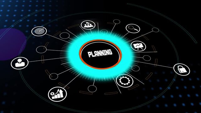 Digital graphic showing planning concept for effective business strategy formulation and goal setting