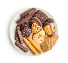 Christmas sweet and cookies on plate  isolated on white background.