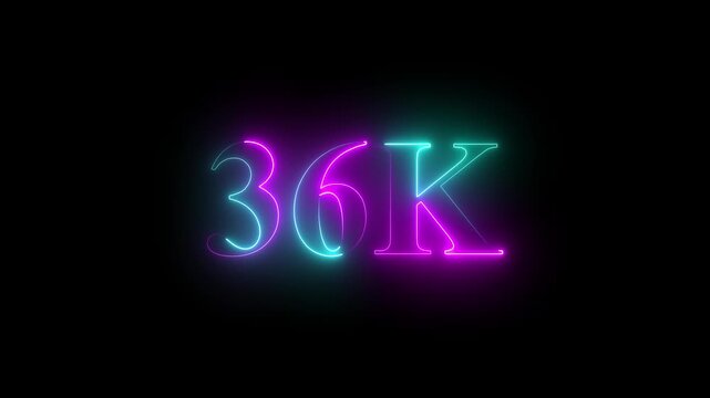 36k.Congratulations. subscribers. neon number. Alpha channel animation in Easy to put into any video. 36k Follower neon Text And Firework Animation Subscribers.