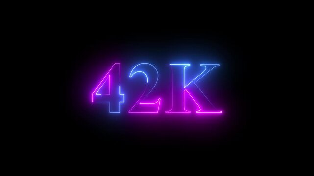 42k.Congratulations. subscribers. neon number. Alpha channel animation in Easy to put into any video. 42k Follower neon Text And Firework Animation Subscribers.