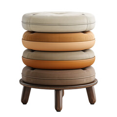 Stackable modular kitchen stool in beige side view isolated on a transparent background