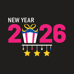 New year t shirt design, celebration 2026 gift, card, poster, banner, vector art