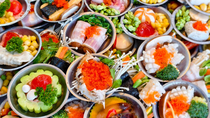 A captivating array of diverse food plates, a culinary adventure