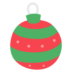 Striped Christmas Bauble Ornament Flat Illustration