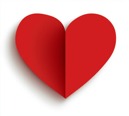 Elegant folded red paper heart design casts soft shadow perfect for romance and Valentine's Day concepts