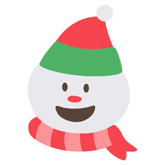 Cute Christmas Snowman Flat Illustration