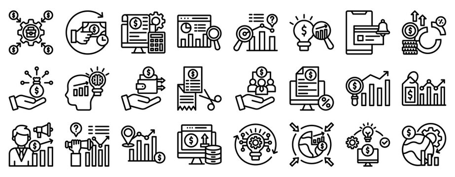 Digital Trade Icon Set Collection Outline Style. Vector illustration.