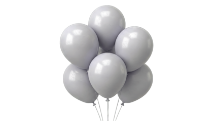 Gray Balloons Floating on White Background