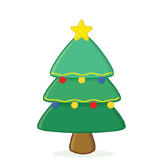 Christmas tree. christmas tree with gift box vector cartoon illustration