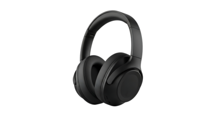 Modern wireless over ear headphones isolated on transparent background